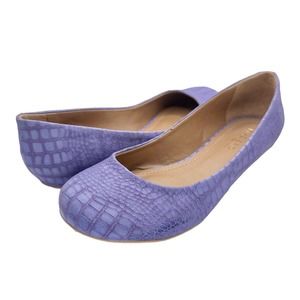 Masiero | Women | Lavender Croc Embossed Round Toe Leather Flats | Size 7